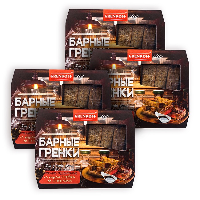 Гренки барные ржано-пшеничные со вкусом стейка со специями 4шт*70г