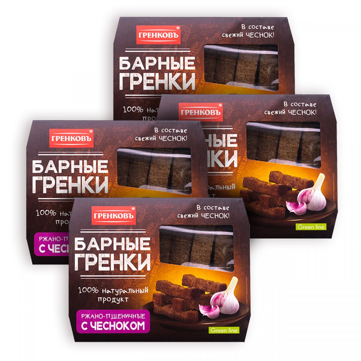 Гренки барные ржано-пшеничные с чесноком 4шт*70г