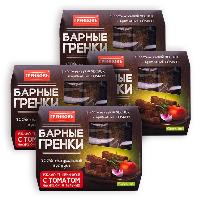 Гренки барные ржано-пшеничные с томатом, чесноком и зеленью 4шт*70г