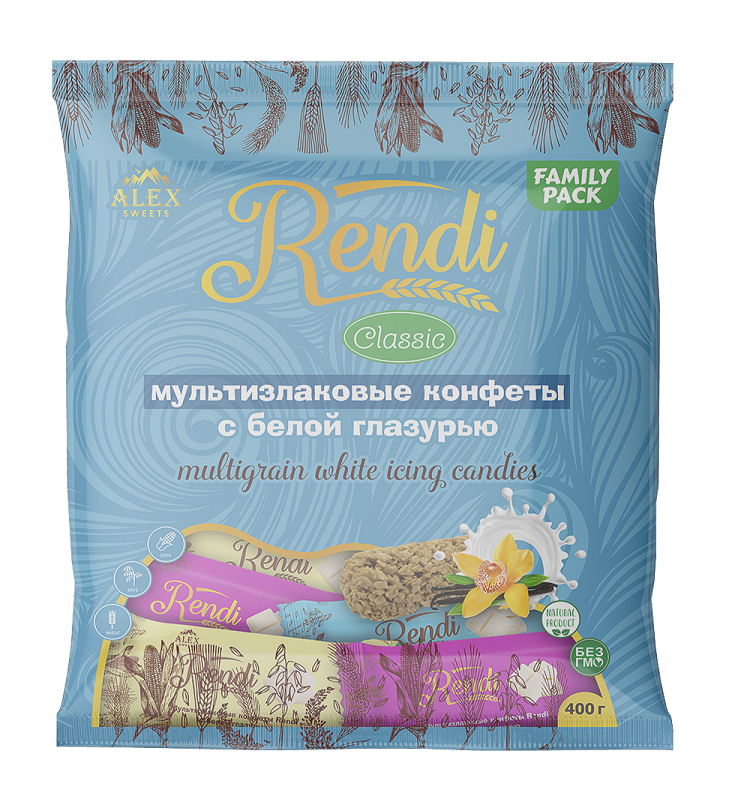 Мультизлаковые конфеты Rendi Classic с белой глазурью